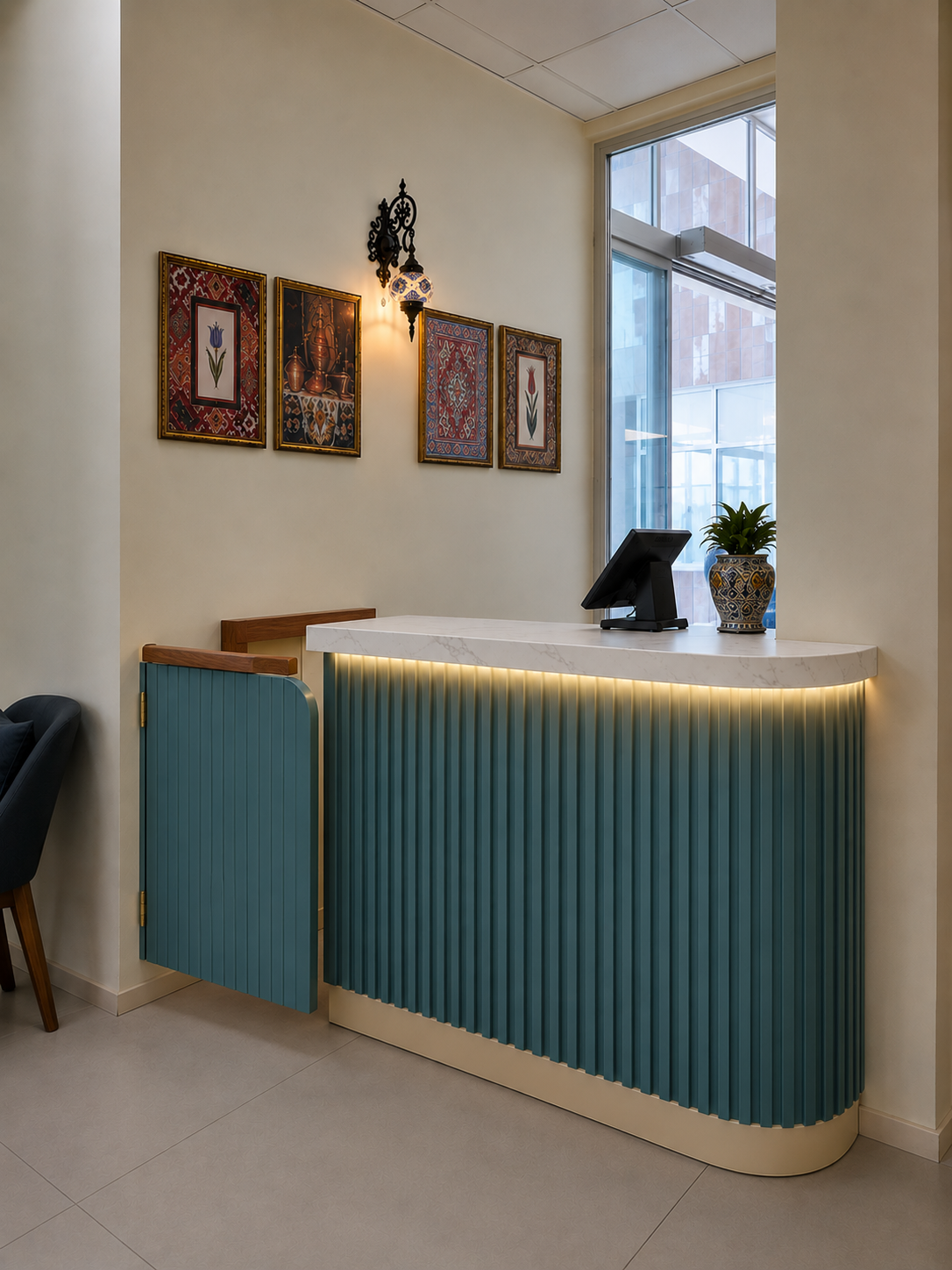 Custom Restaurant Reception & Welcome Counter